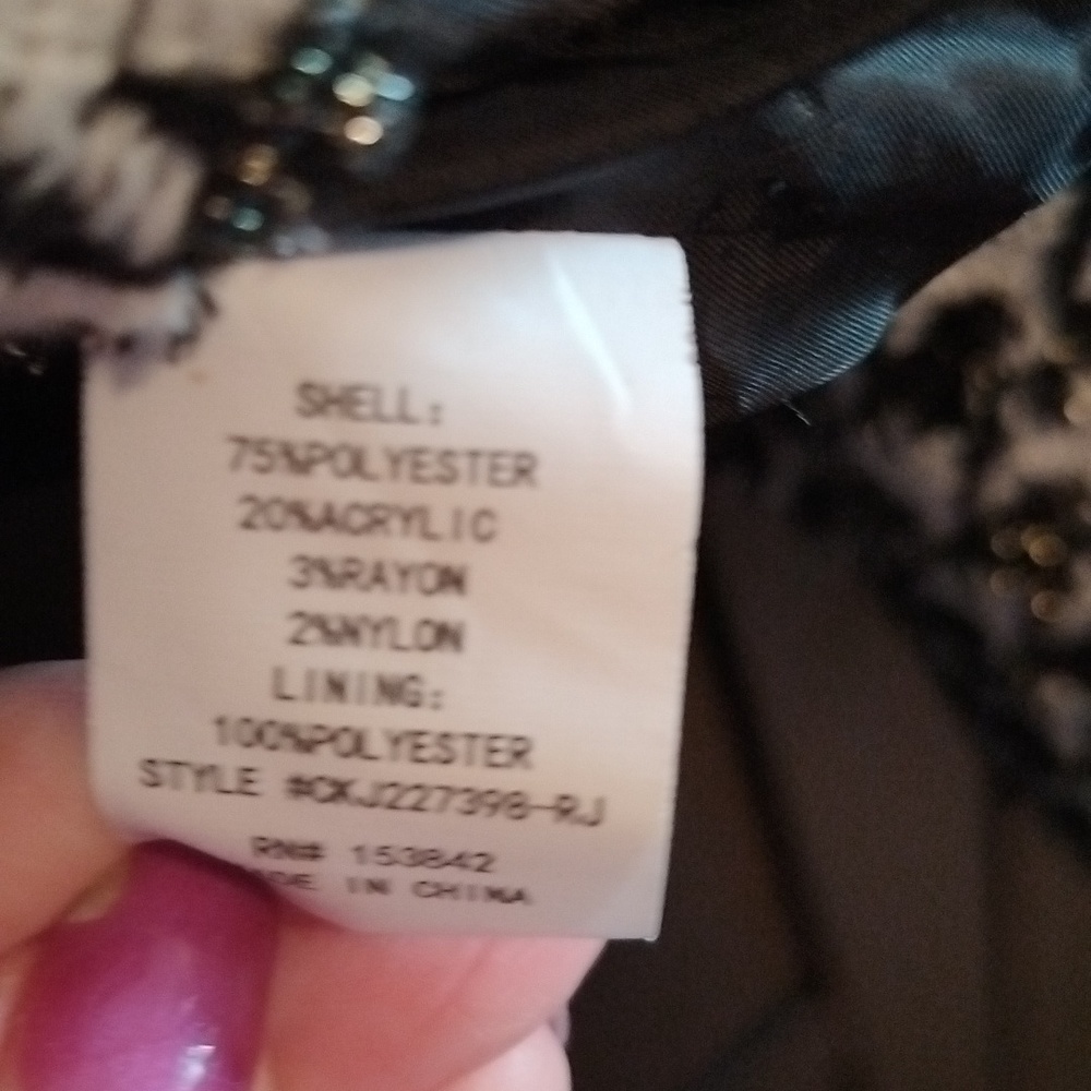MELLODAY Black and White Houndstooth Cropped Jacket - Medium - Picture 4 of 5